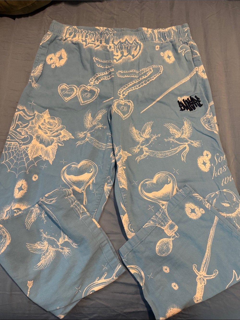 Empire Blue & White Graphic drawstring  Pants